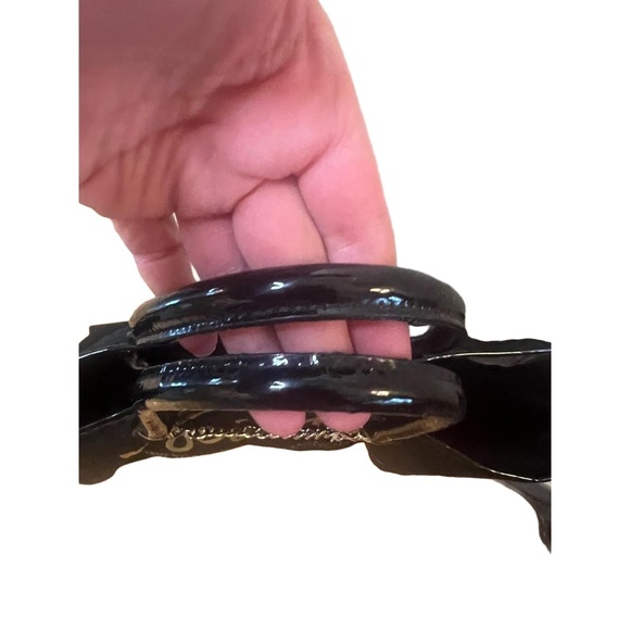 Victorias Secret Black Tote Love Victoria Chain Handle Gold Studs - Picture 10 of 11